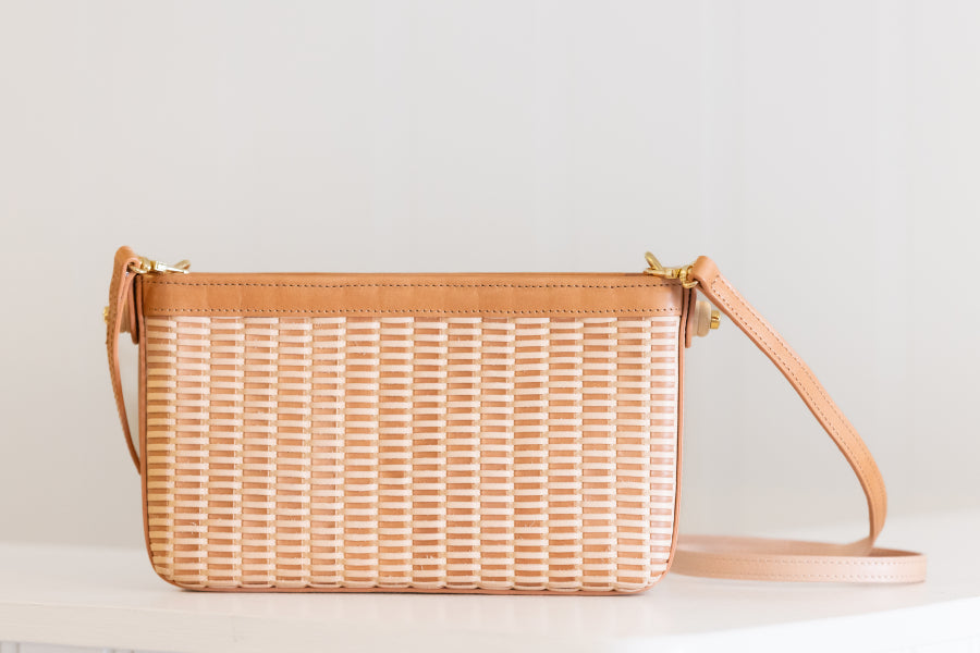 Whale Tail Weaving Leather Clutch