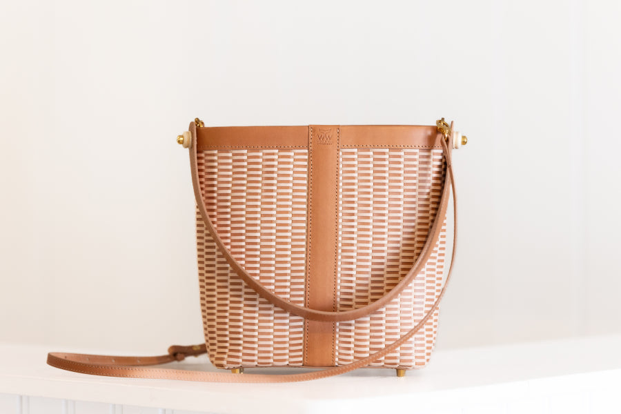 Leather Lightship Basket Bag - Bucket